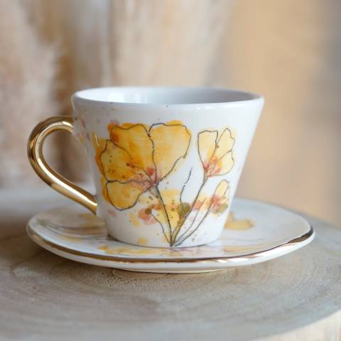 Yellow Poppy coffee cup&saucer