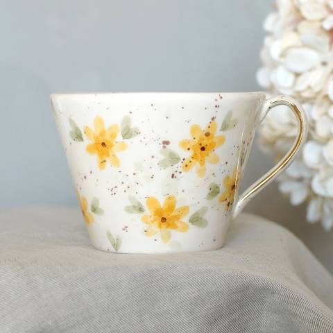 Yellow flowers coffee cup